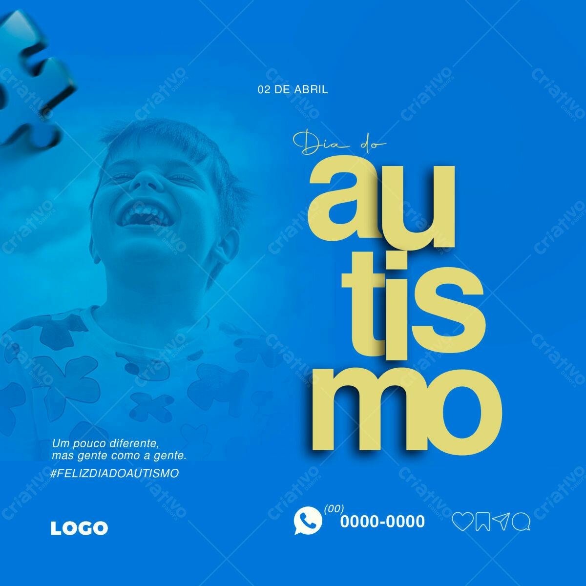 Post para o Dia do Autismo PSD Editável
