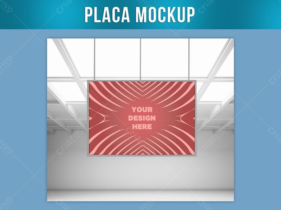 Mockup de Placa Suspensa com Design Moderno em Vermelho