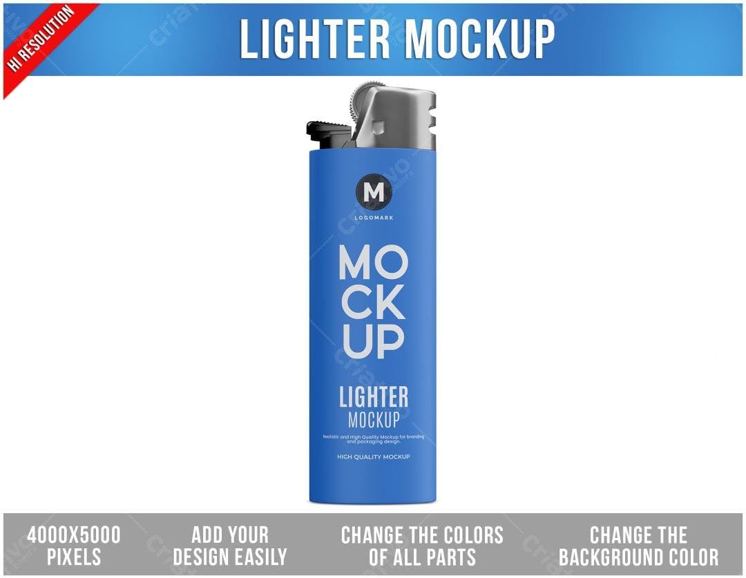 Mockup Isqueiro Azul PSD Editável