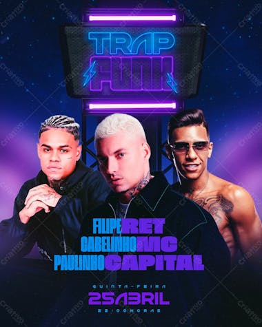 Flyer evento trap funk feed psd editável