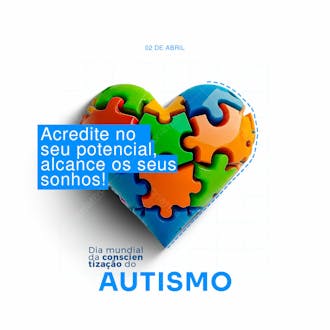 Dia mundial da conscientização do autismo psd editável