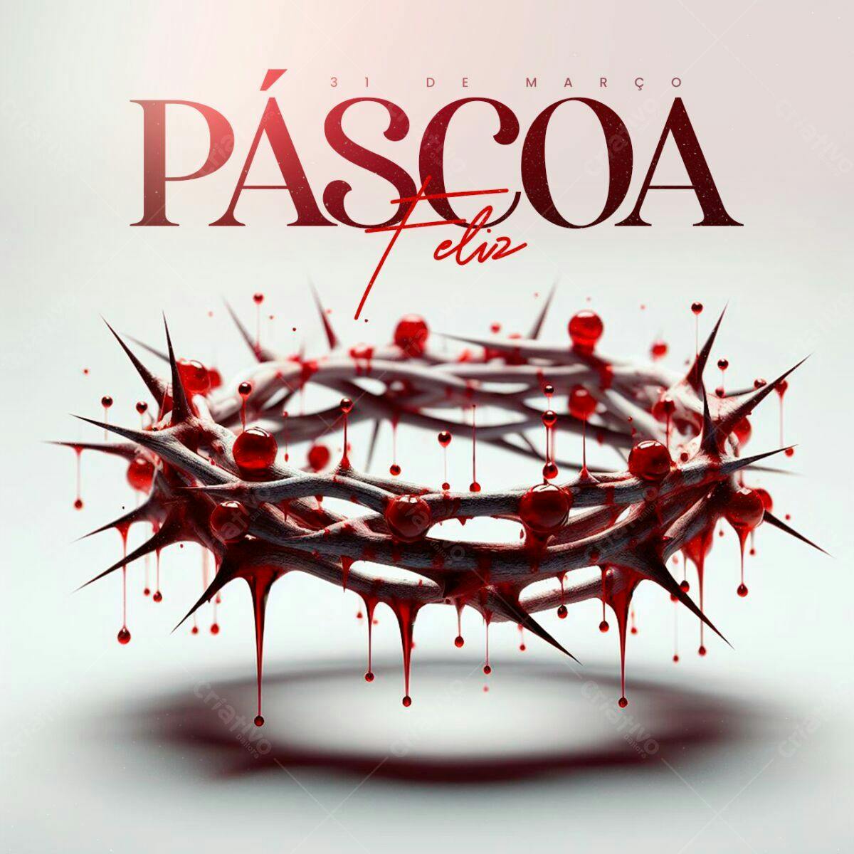 Flyer Páscoa com Coroa de Espinhos PSD Editável