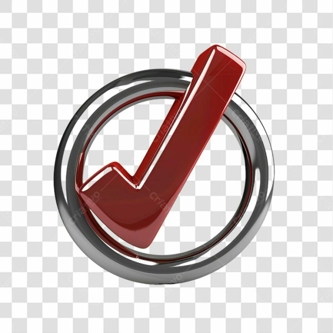 Ícone de Check Vermelho e Prata PNG com fundo transparente