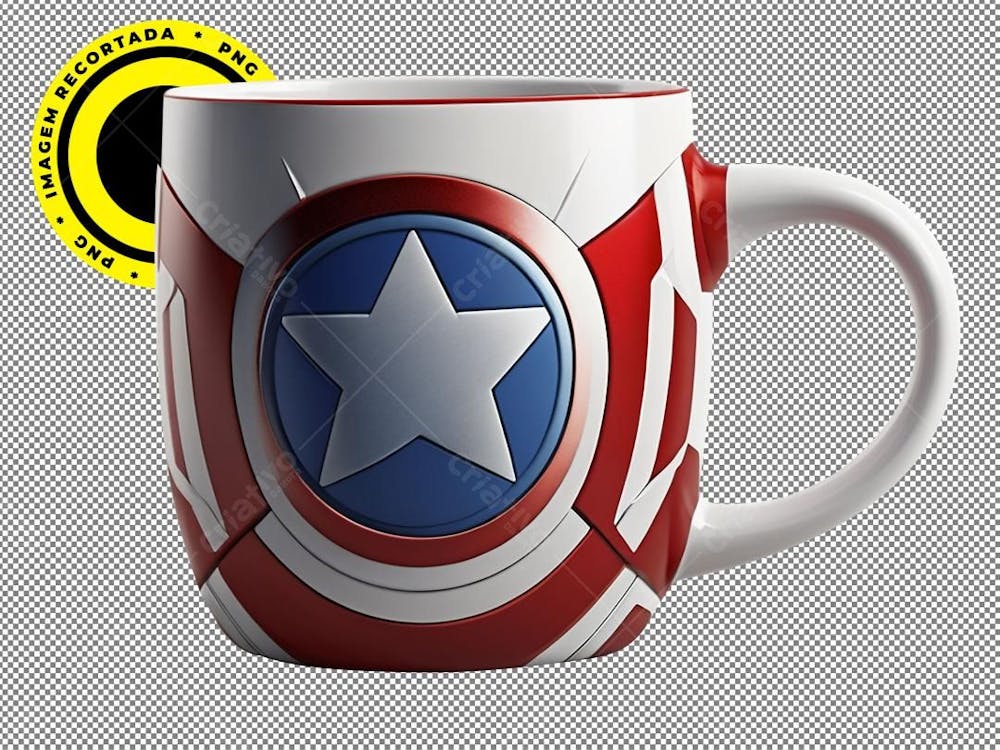 Caneca Personalizada, Capitão América, Png, Imagem 3D