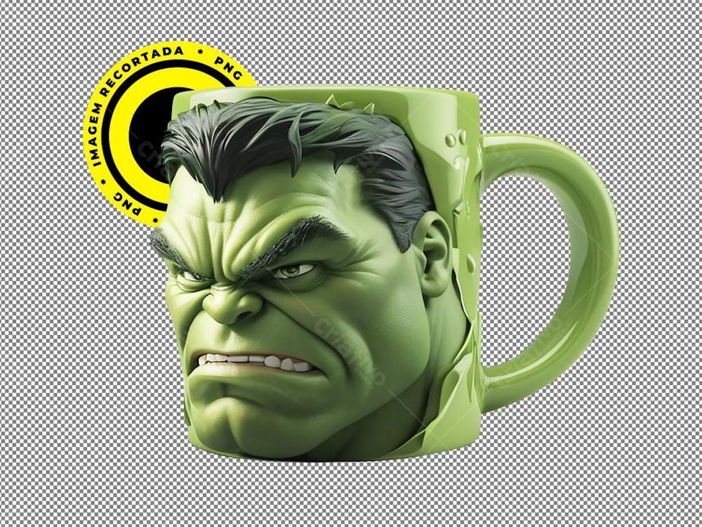 Caneca Personalizada, Hulk, Png, Imagem 3D, Imagem Recortada