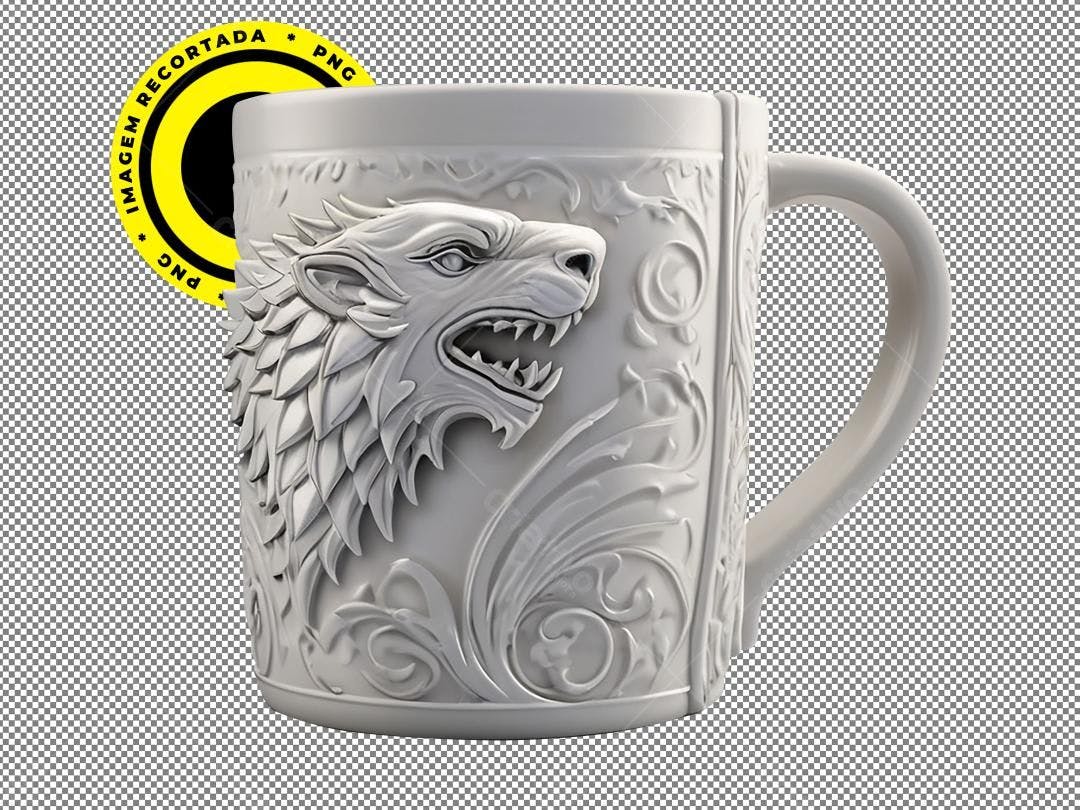 Caneca Lobo PNG com fundo transparente