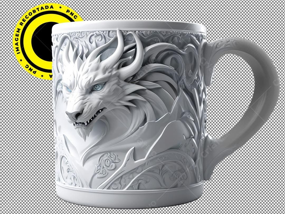 Caneca com Lobo PNG com fundo transparente