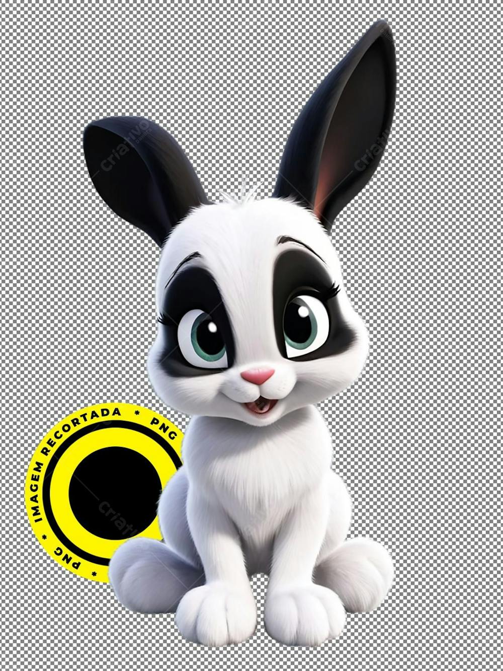 Coelho Preto E Branco, Páscoa, Png, Imagem 3D, Imagem Recort