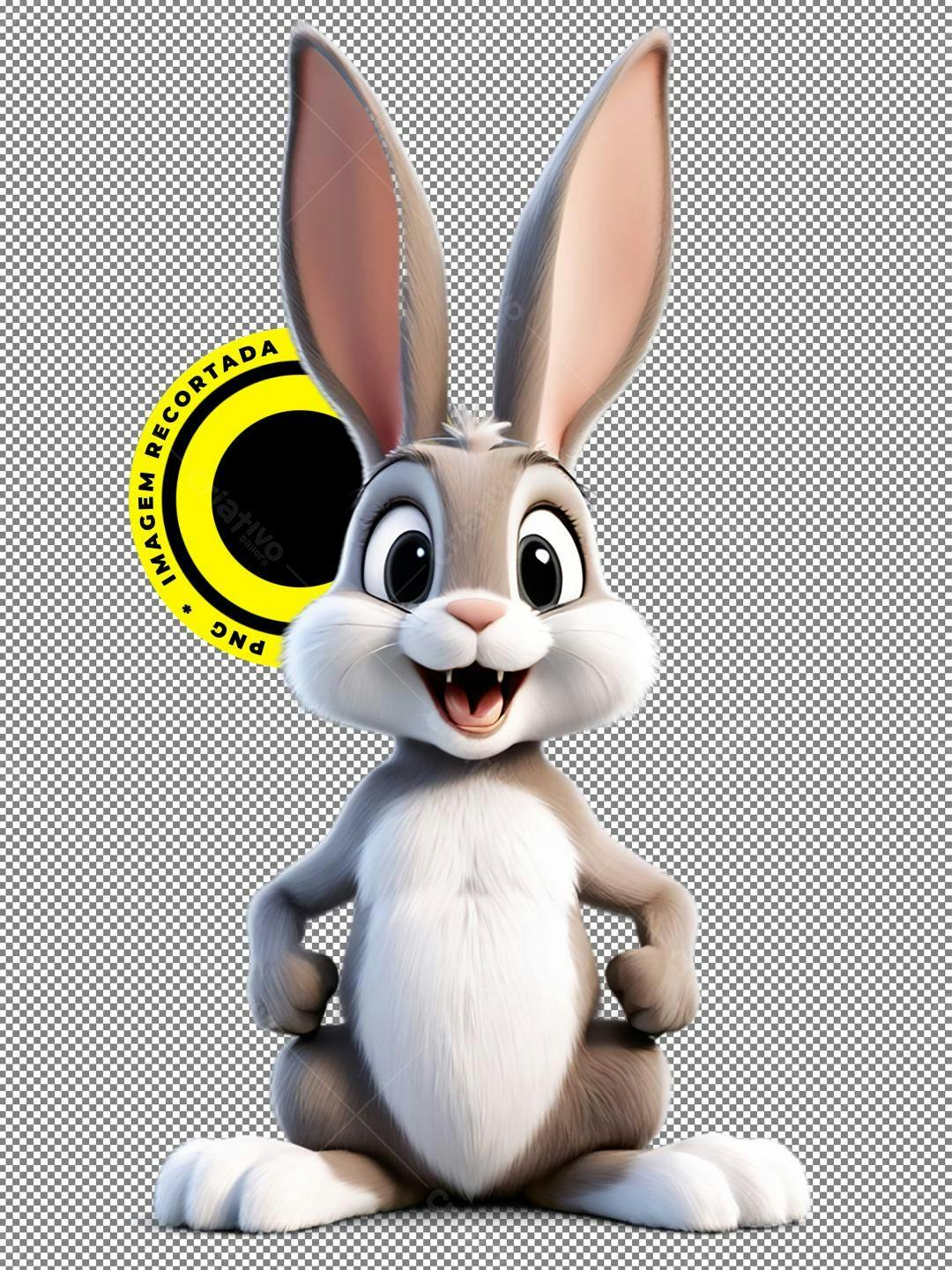 Icone Páscoa Coelho Cinza PNG com fundo transparente
