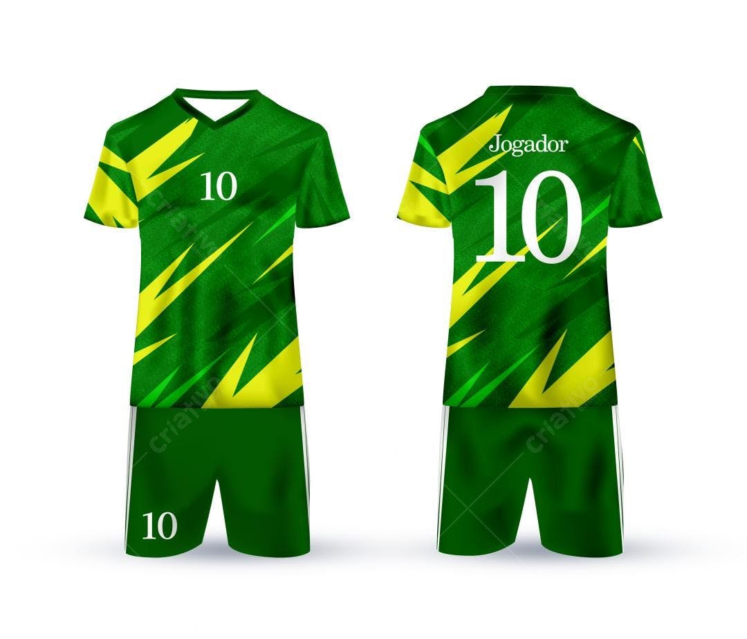 Mockup Uniforme Futebol Verde e Amarelo - Design Moderno