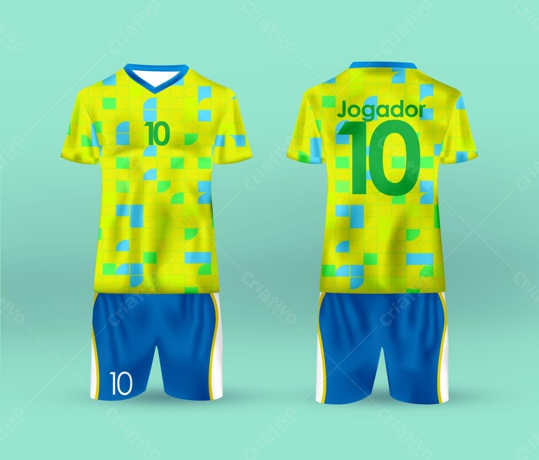 Mockup Uniforme de Futebol Amarelo e Azul