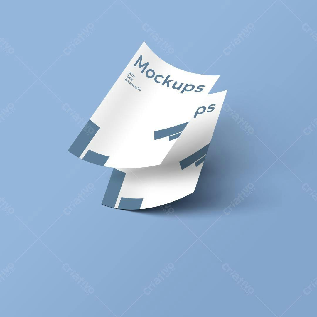 Mockup Folheto Minimalista: Azul e Branco