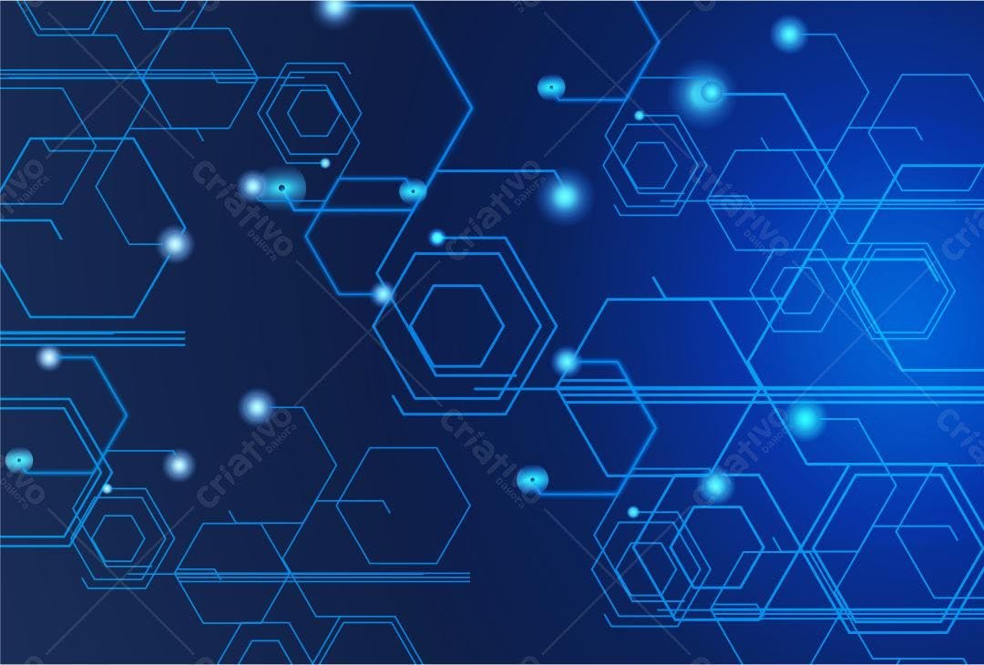 Hexágonos azuis fundo tecnológico