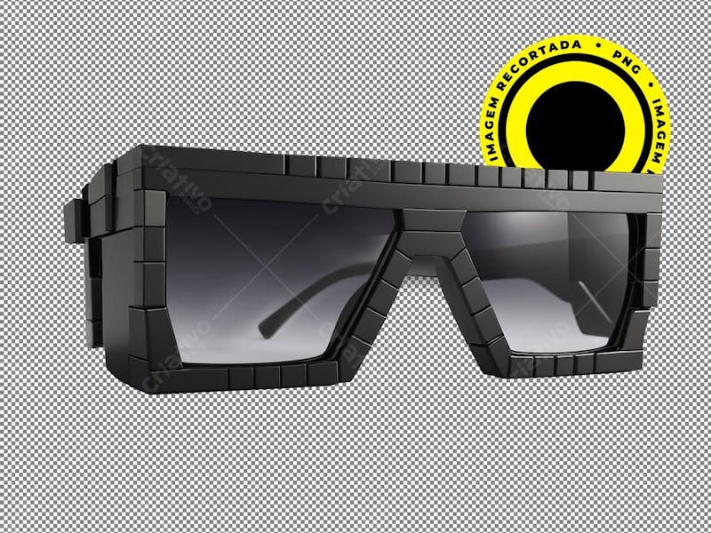 óculos de sol, armação estilo minecraft, png, imagem 3d