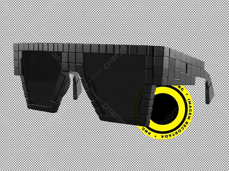 óculos de sol, armação estilo minecraft, png, imagem 3d