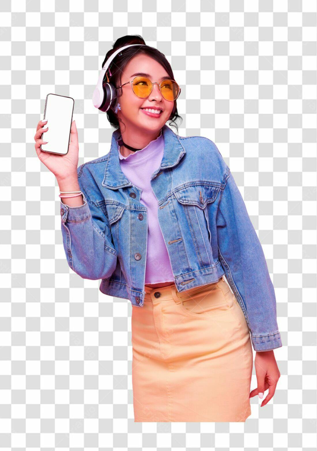 Imagem PNG com fundo transparente mulher com fone de ouvido