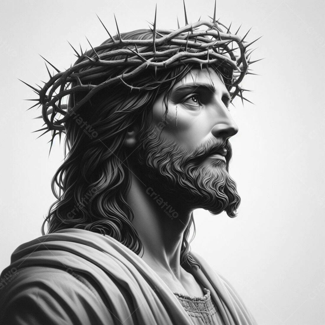 Jesus Cristo Coroa de Espinhos Monocromática