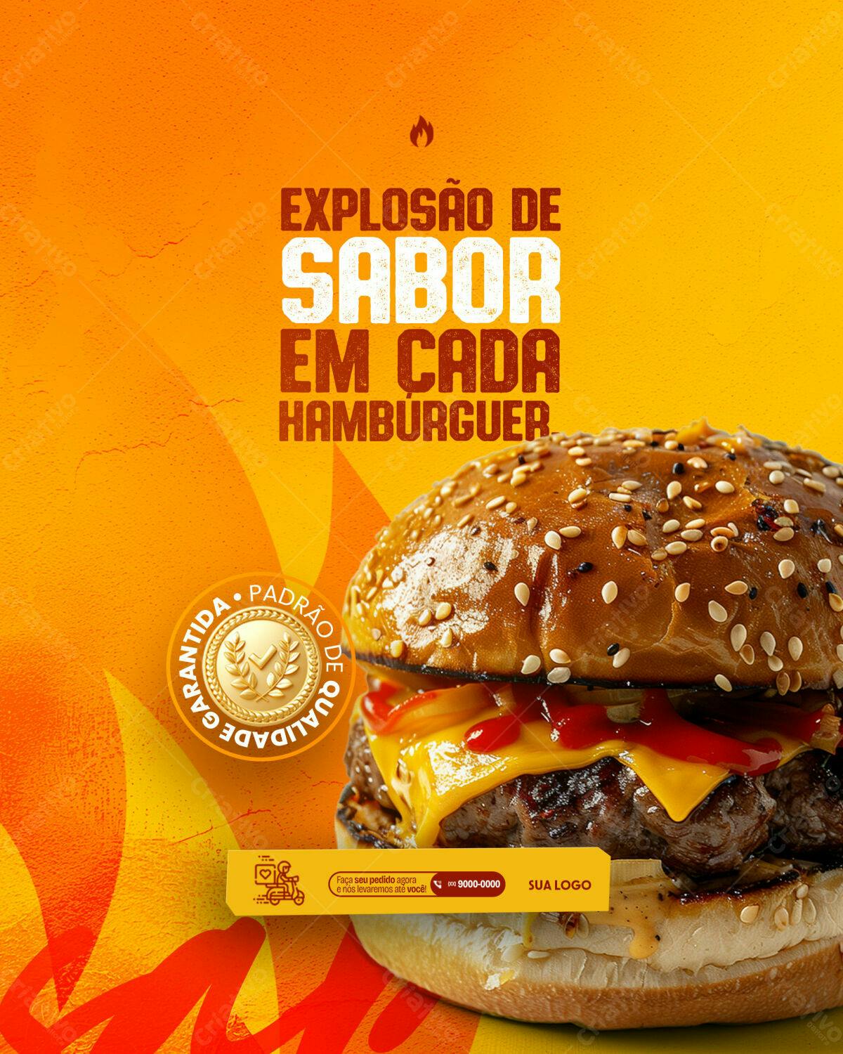 Flyer para Hamburgueria PSD Editável