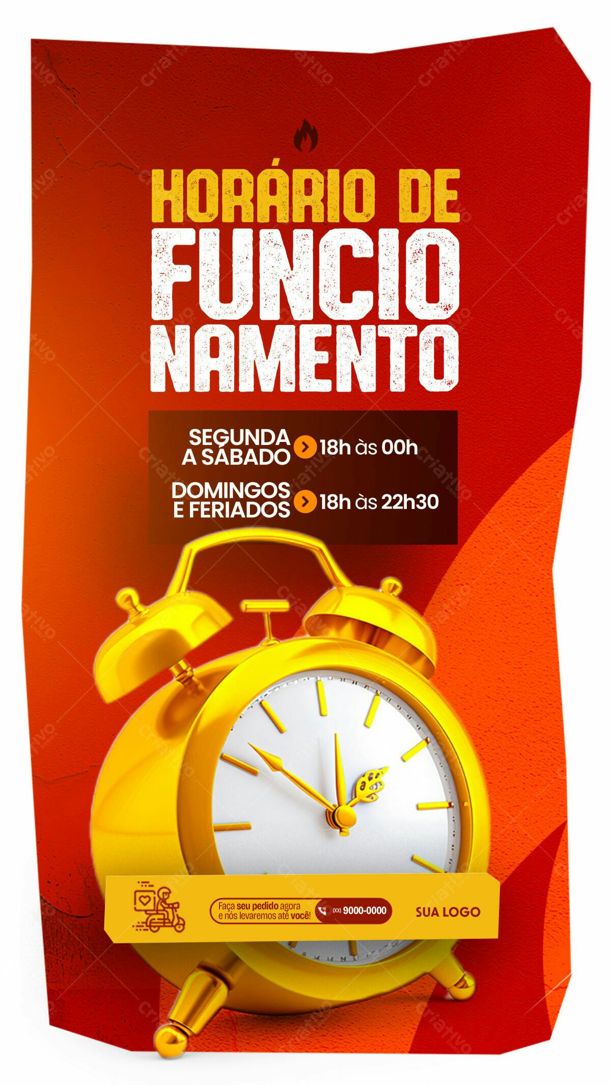 Flyer Horário de Funcionamento PSD Editável
