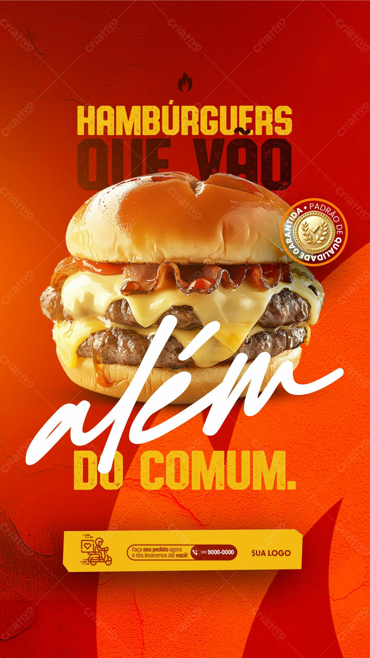 Flyer para Lançamento de Hambúrguer Gourmet PSD Editável