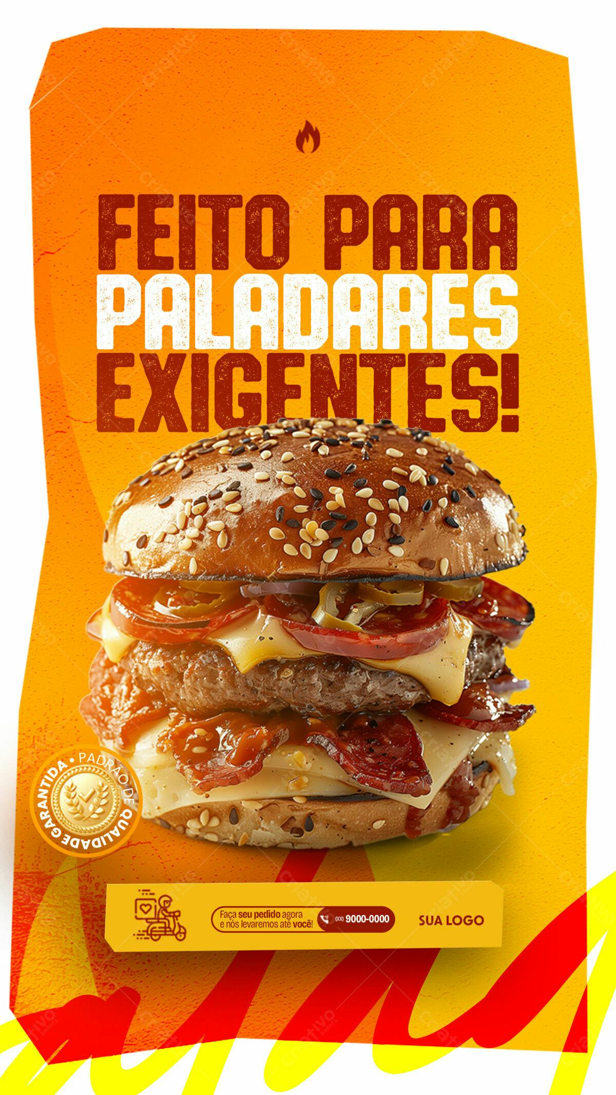 Flyer para Lanchonete com Hambúrguer Delicioso PSD Editável