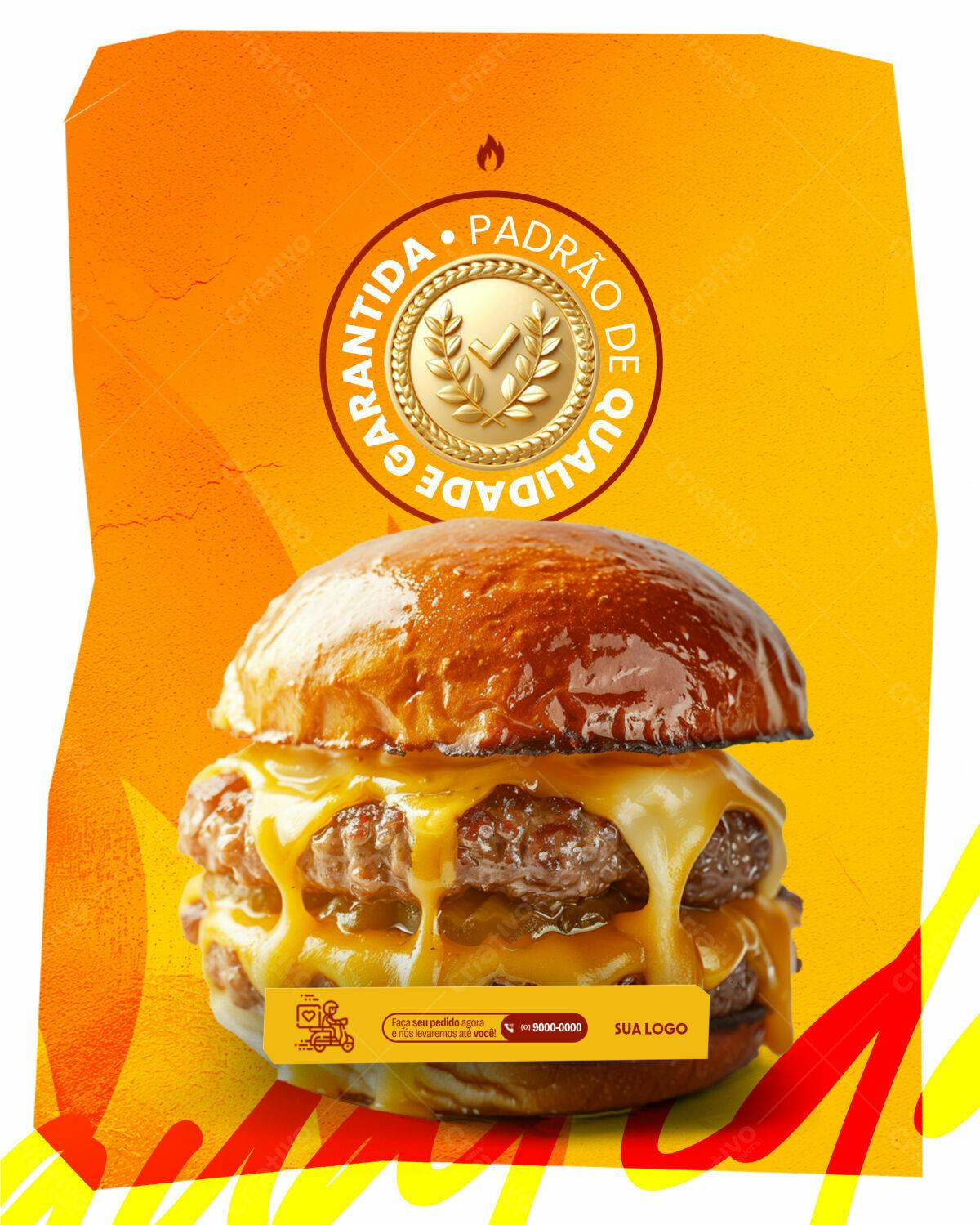 Embalagem para Lanchonete com Burger PSD Editável