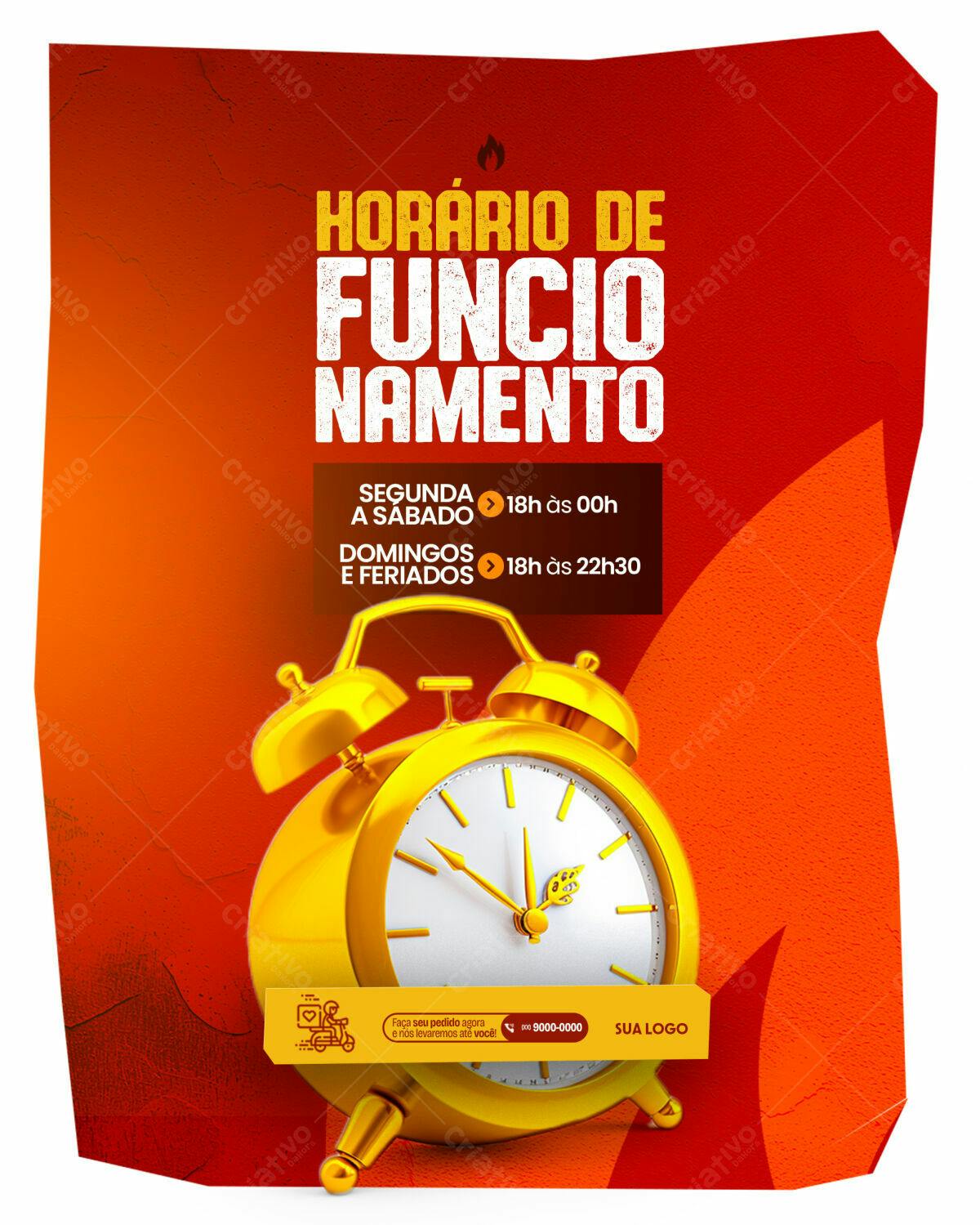 Flyer Horário de Funcionamento PSD Editável
