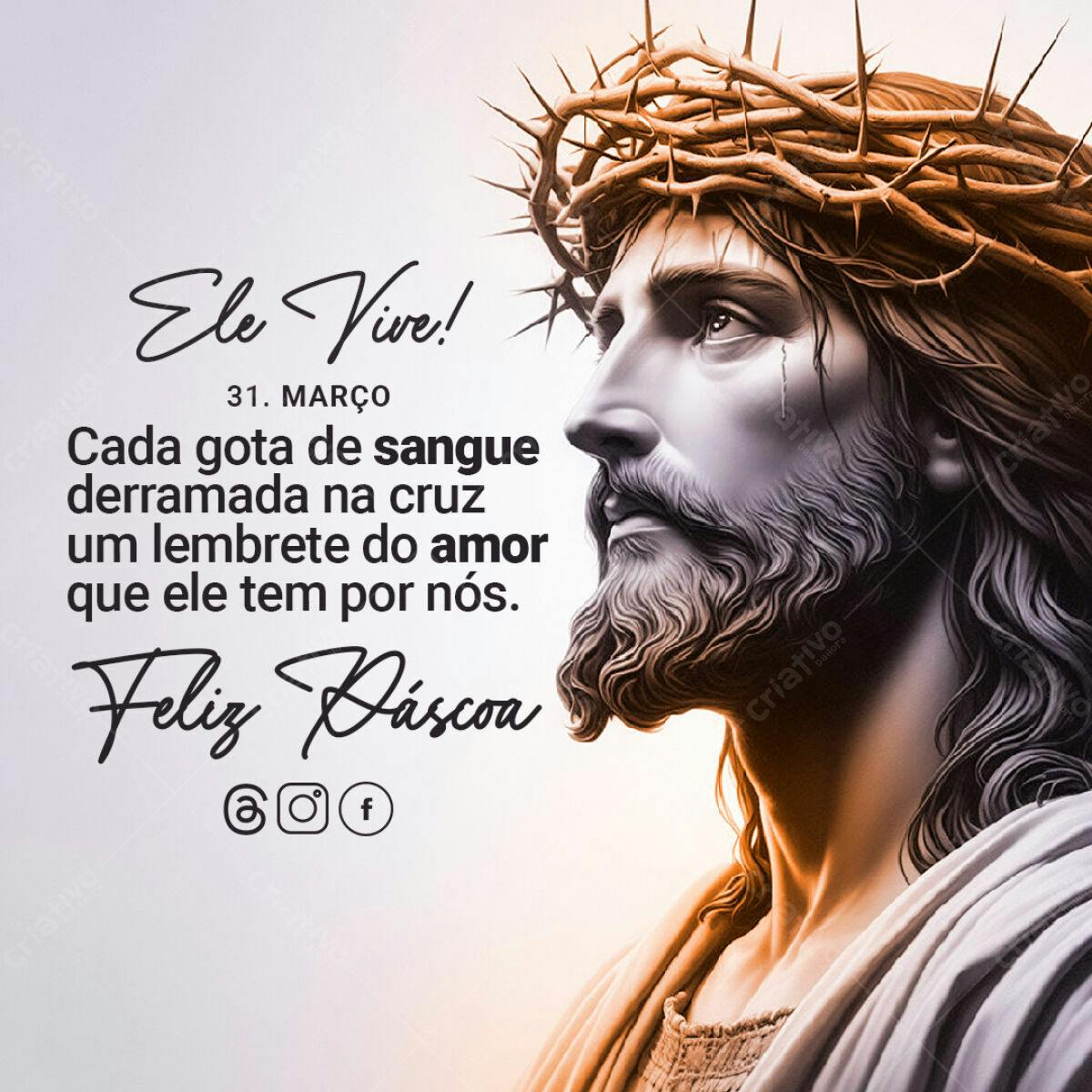 Imagem Páscoa Jesus Cristo PSD Editável
