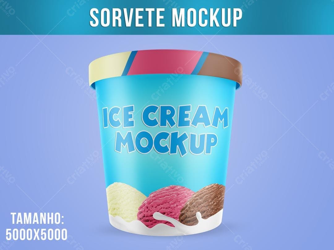 Mockup Realista de Pote de Sorvete com Sabores Clássicos