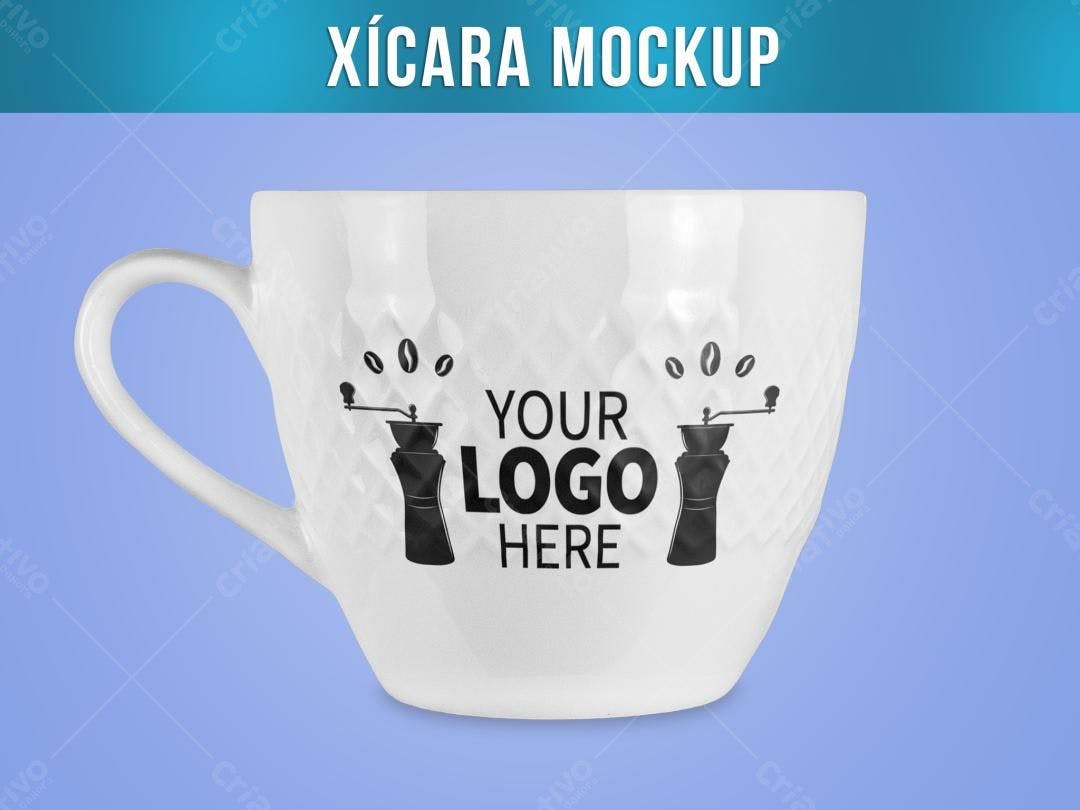 Mockup Xícara Branca com Moedor de Café - Estilo Minimalista