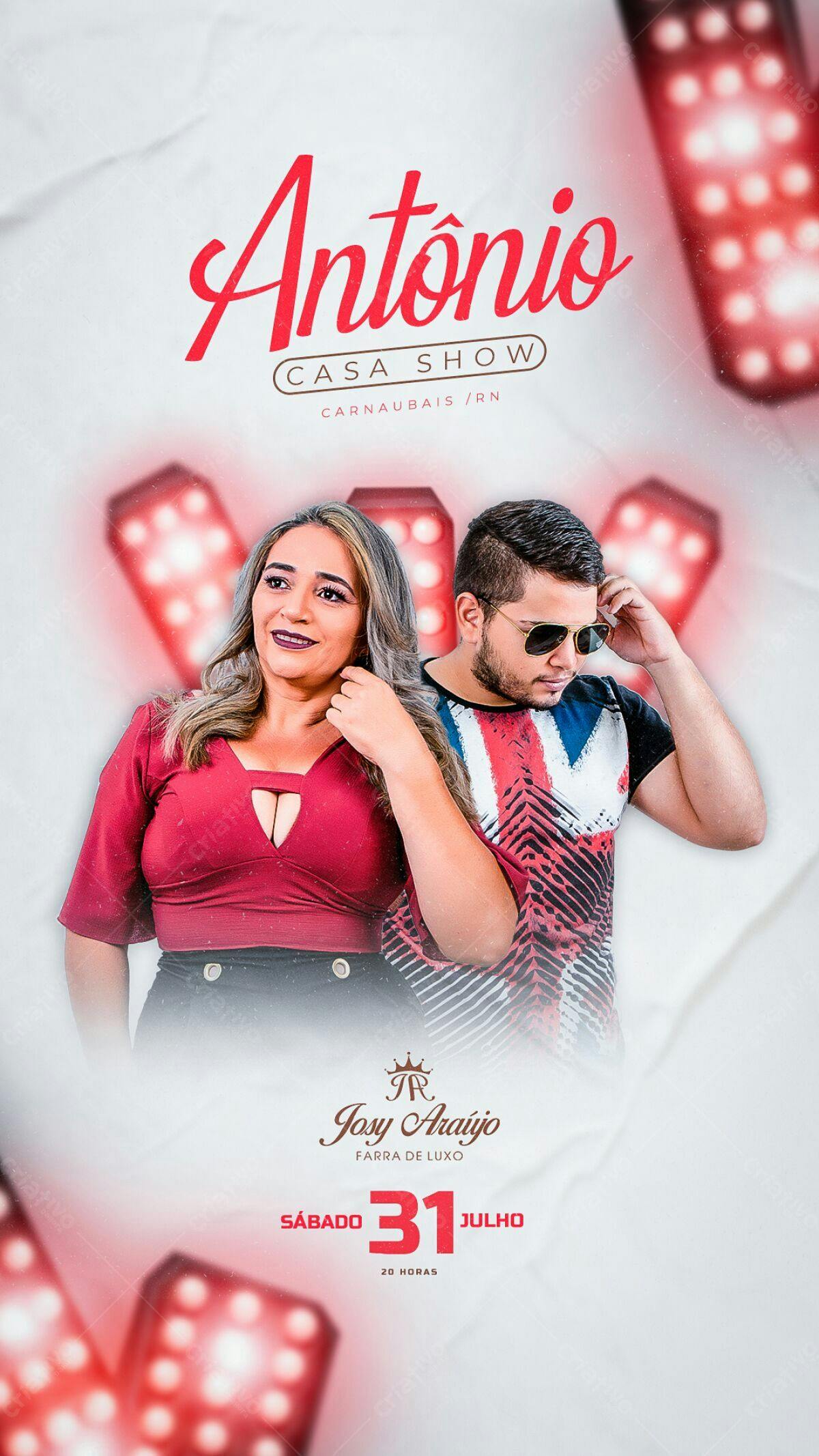 Flyer para Show de Antôinio e Josy Araújo PSD Editável