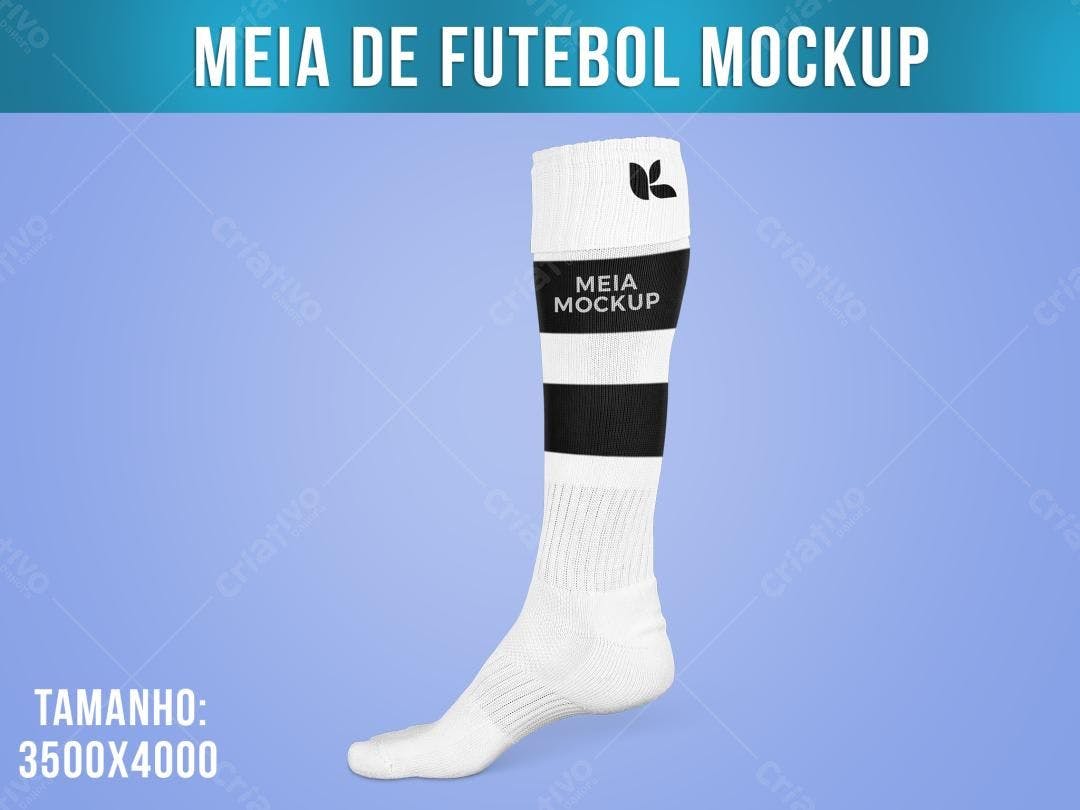 Mockup Meia de Futebol: Design Moderno em Branco e Preto