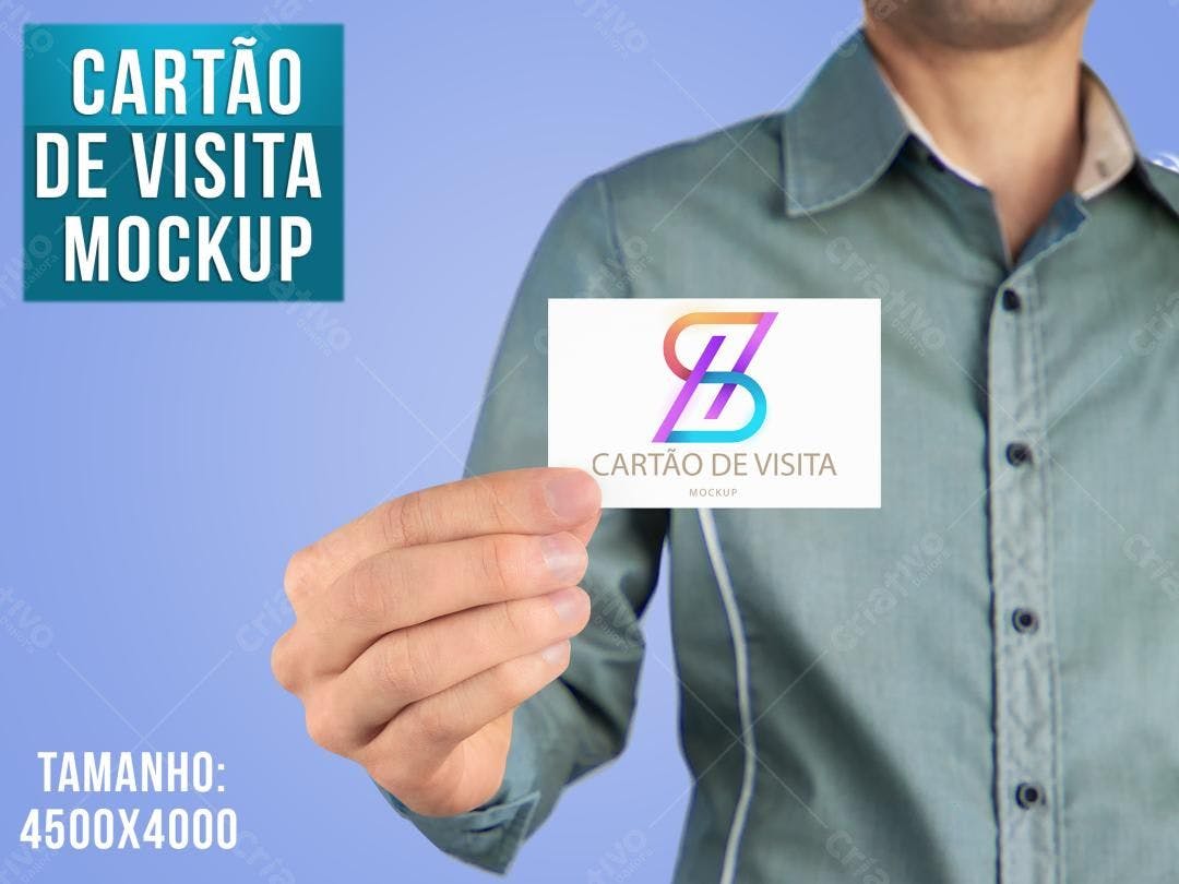 Mockup de Cartão de Visita em Mão - Design Moderno