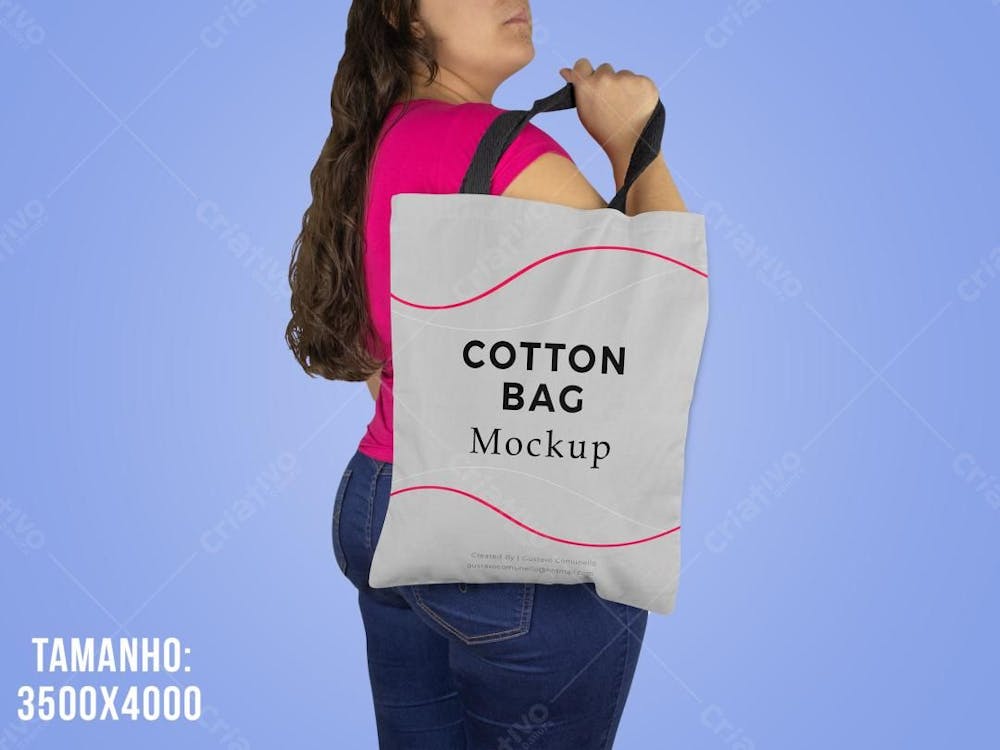 Bolsa Sacola Mockup Com Mulher