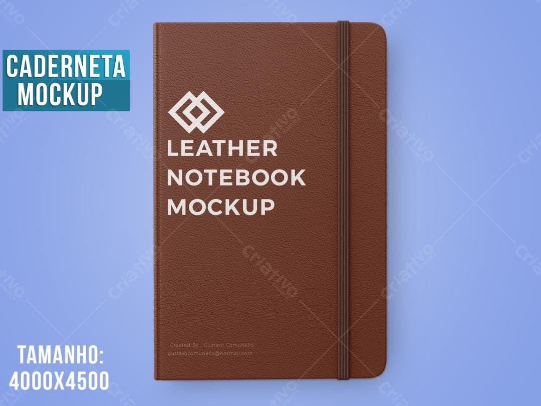 Mockup Notebook Couro Marrom: Design Minimalista