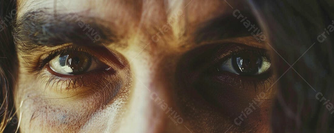 Olhos castanhos expressivos com maquiagem escura