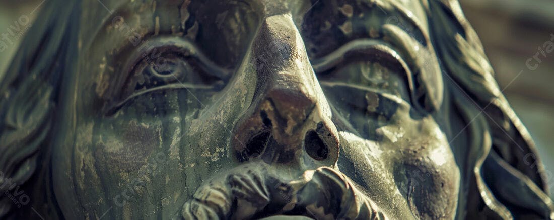 Rosto de Jesus em escultura antiga
