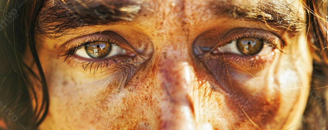 Olhos castanhos intensos pele bronzeada