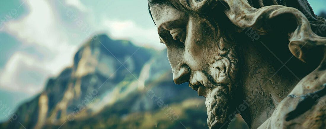 Estátua de Jesus Cristo paisagem montanhosa