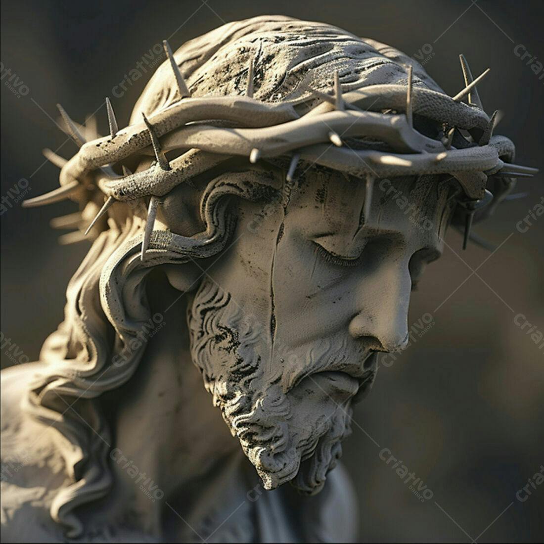 Estátua de Jesus Cristo com coroa de espinhos