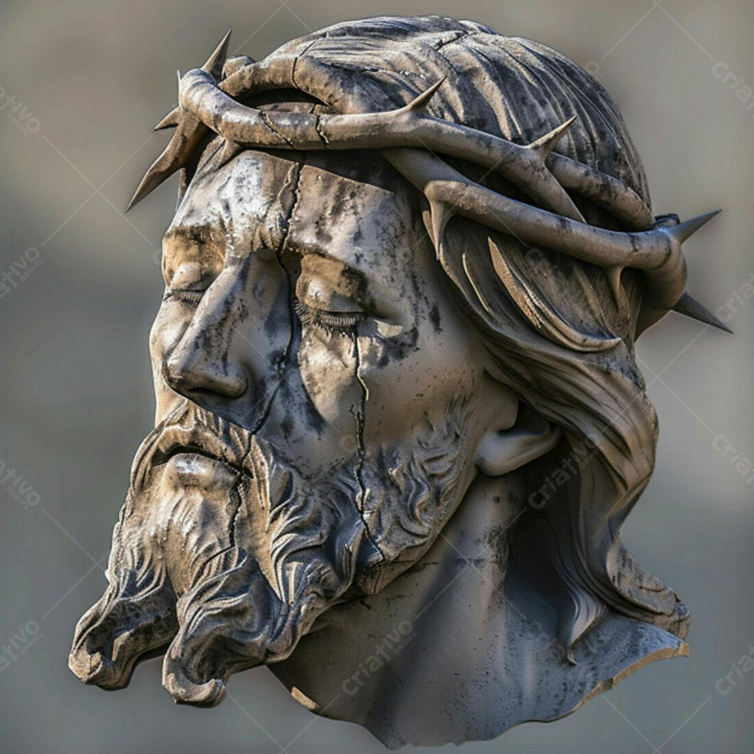 Jesus Cristo escultura rosto coroa espinhos