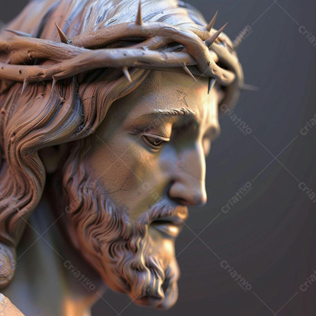 Jesus Cristo escultura coroa de espinhos