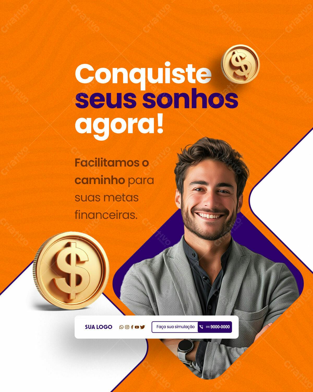 Postagem Instagram Metas Financeiras PSD Editável