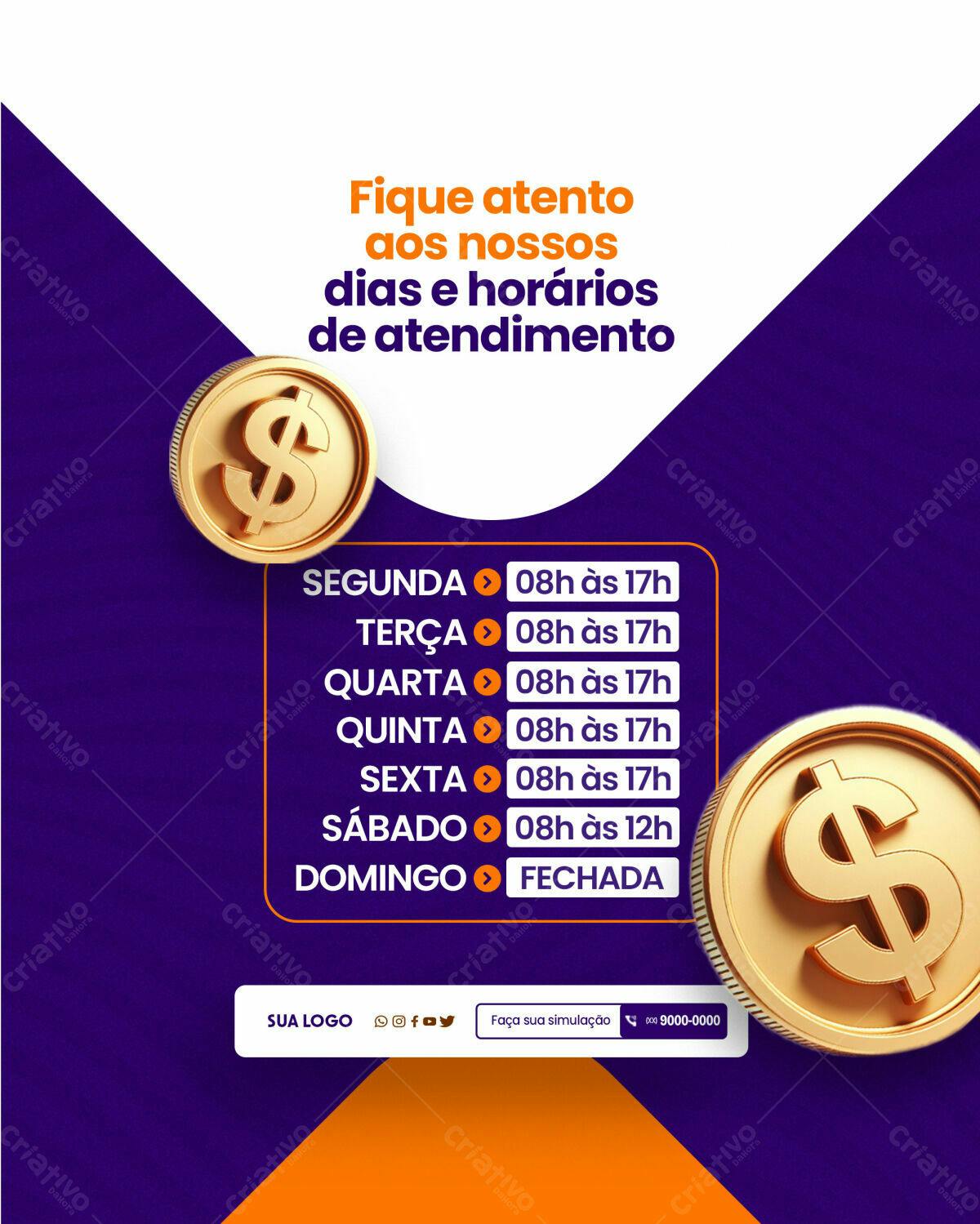 Postagem de Horários PSD Editável
