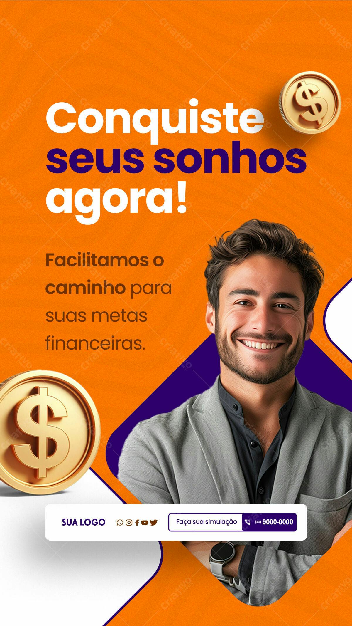 Postagem Instagram Metas Financeiras PSD Editável