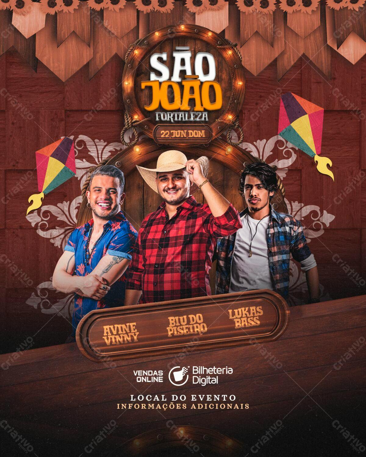 Flyer Festa Junina São João Fortaleza PSD Editável