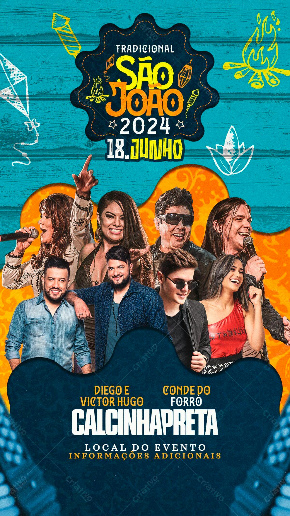 Flyer Festa Junina São João 2024 PSD Editável