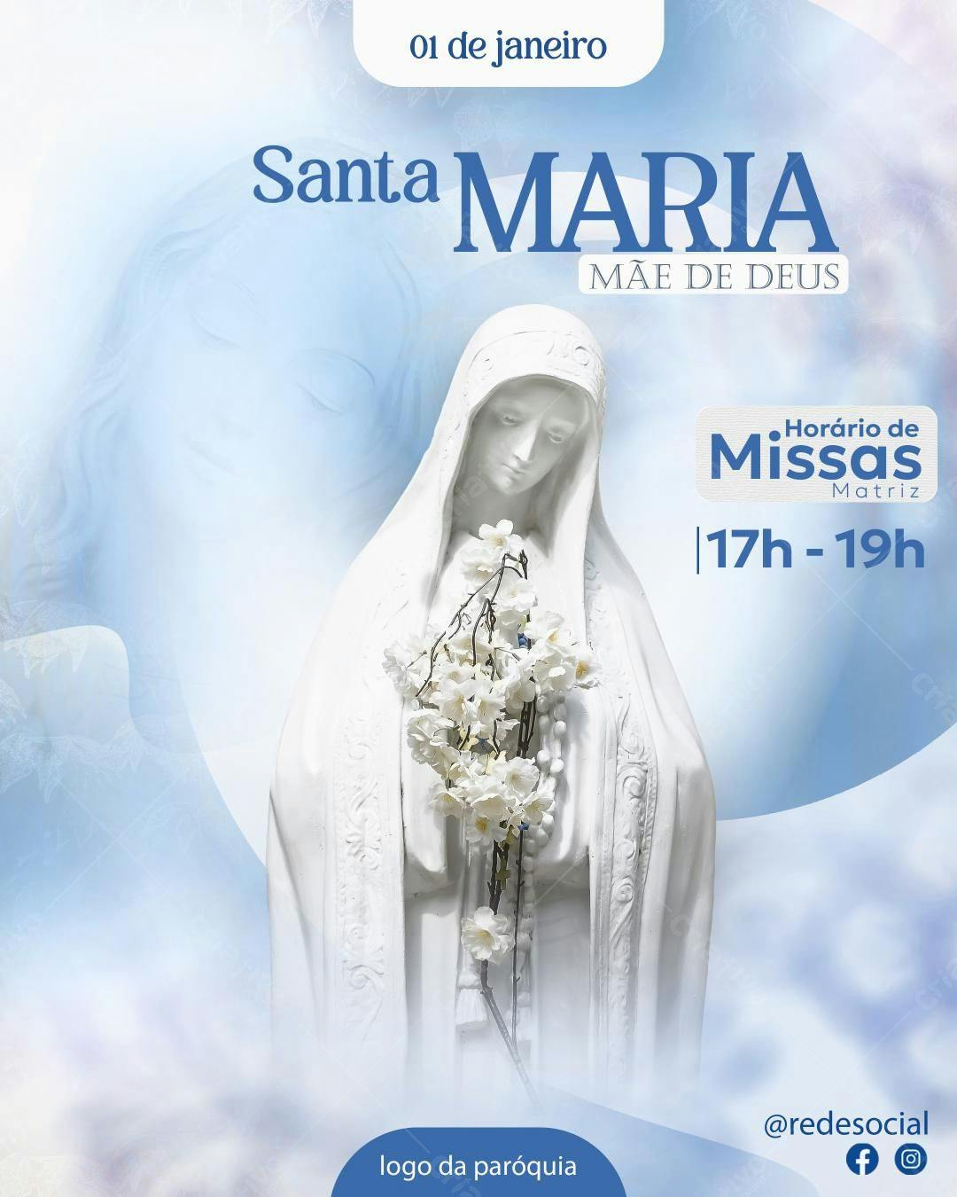 Flyer para Missa de Santa Maria PSD Editável