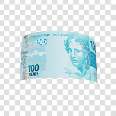 Cédula nota dinheiro de 100 reais real brasileiro com fundo transparente