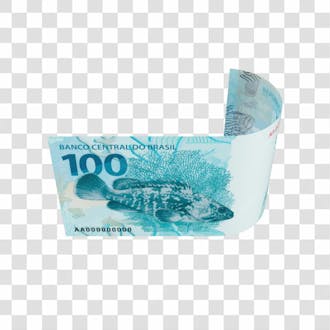 Cédula nota dinheiro de 100 reais real brasileiro com fundo transparente